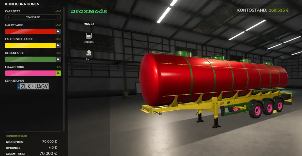 MKS Tanker Package with Color and Capacity Selection V1.0